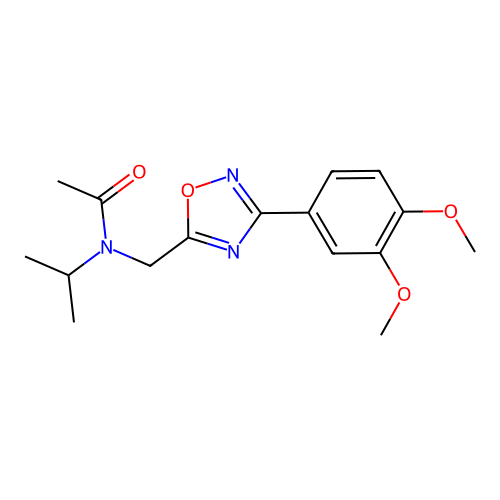 N-[[3-(3,4-dimethoxyphenyl)-1,2,4-oxadiazol-5-yl]methyl]-N-propan-2-ylacetamide structure