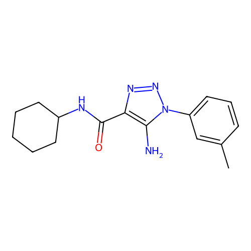 5-amino-N-cyclohexyl-1-(3-methylphenyl)-1H-1,2,3-triazole-4-carboxamide structure