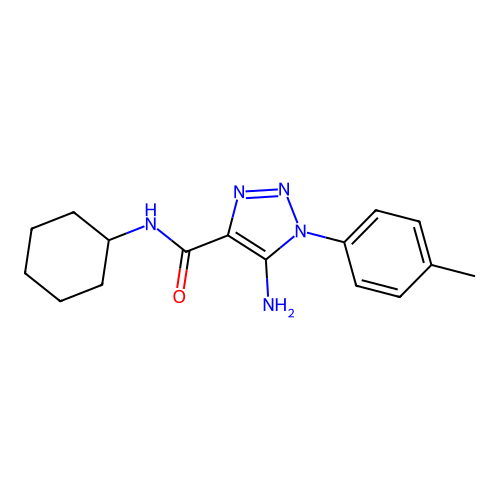 5-amino-N-cyclohexyl-1-(4-methylphenyl)triazole-4-carboxamide structure