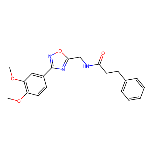 N-[[3-(3,4-dimethoxyphenyl)-1,2,4-oxadiazol-5-yl]methyl]-3-phenylpropanamide structure