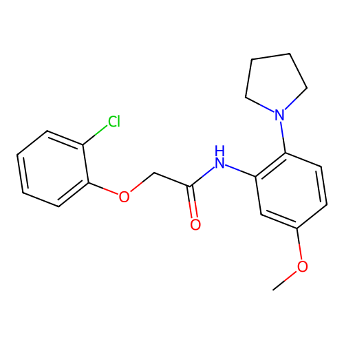 2-(2-chlorophenoxy)-N-(5-methoxy-2-pyrrolidin-1-ylphenyl)acetamide structure