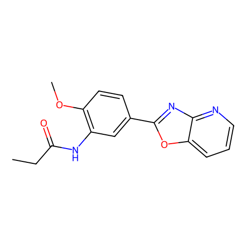 N-[2-methoxy-5-([1,3]oxazolo[4,5-b]pyridin-2-yl)phenyl]propanamide structure