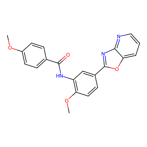 4-methoxy-N-[2-methoxy-5-([1,3]oxazolo[4,5-b]pyridin-2-yl)phenyl]benzamide structure