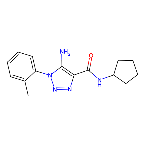 5-amino-N-cyclopentyl-1-(2-methylphenyl)triazole-4-carboxamide structure