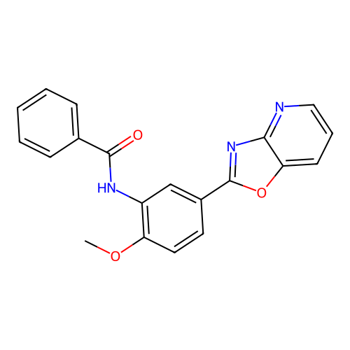 N-[2-methoxy-5-([1,3]oxazolo[4,5-b]pyridin-2-yl)phenyl]benzamide structure