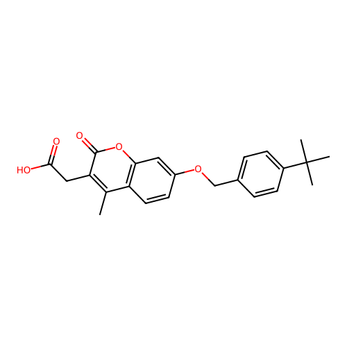 2-[7-[(4-Tert-butylphenyl)methoxy]-4-methyl-2-oxochromen-3-yl]acetic acid structure