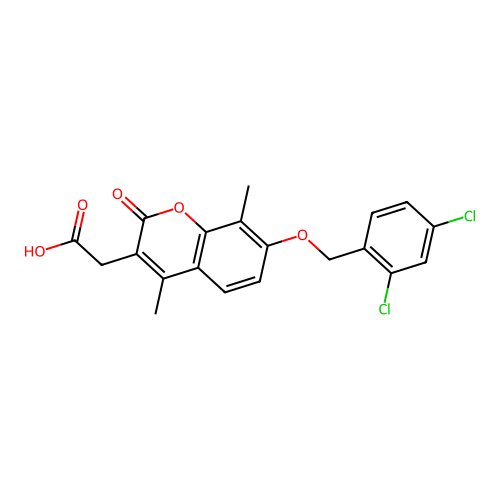 2-[7-[(2,4-Dichlorophenyl)methoxy]-4,8-dimethyl-2-oxochromen-3-yl]acetic acid structure