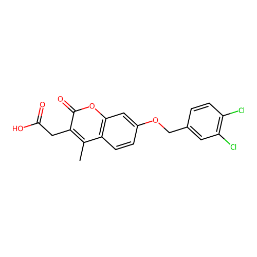 2-[7-[(3,4-Dichlorophenyl)methoxy]-4-methyl-2-oxochromen-3-yl]acetic acid structure