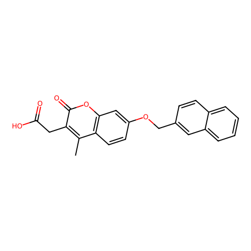 [4-methyl-7-(naphthalen-2-ylmethoxy)-2-oxo-2H-chromen-3-yl]acetic acid structure