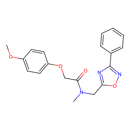 2-(4-methoxyphenoxy)-N-methyl-N-[(3-phenyl-1,2,4-oxadiazol-5-yl)methyl]acetamide structure