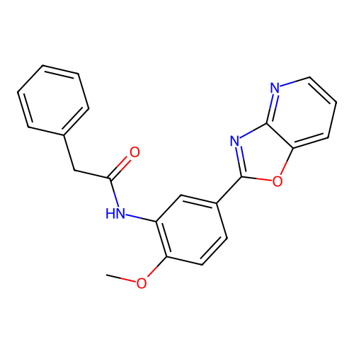 N-[2-methoxy-5-([1,3]oxazolo[4,5-b]pyridin-2-yl)phenyl]-2-phenylacetamide structure