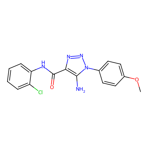 5-amino-N-(2-chlorophenyl)-1-(4-methoxyphenyl)triazole-4-carboxamide structure