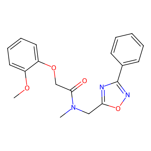2-(2-methoxyphenoxy)-N-methyl-N-[(3-phenyl-1,2,4-oxadiazol-5-yl)methyl]acetamide structure