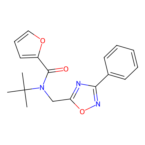 N-tert-butyl-N-[(3-phenyl-1,2,4-oxadiazol-5-yl)methyl]furan-2-carboxamide structure