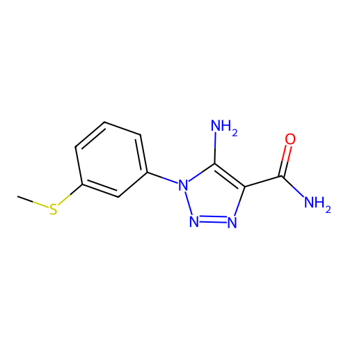 5-amino-1-[3-(methylsulfanyl)phenyl]-1H-1,2,3-triazole-4-carboxamide structure