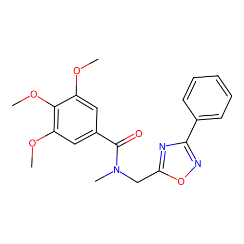 3,4,5-trimethoxy-N-methyl-N-[(3-phenyl-1,2,4-oxadiazol-5-yl)methyl]benzamide structure