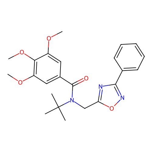 N-tert-butyl-3,4,5-trimethoxy-N-[(3-phenyl-1,2,4-oxadiazol-5-yl)methyl]benzamide structure