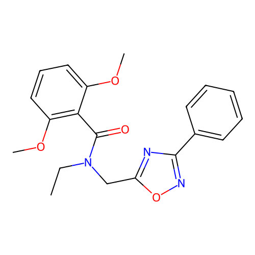 N-ethyl-2,6-dimethoxy-N-[(3-phenyl-1,2,4-oxadiazol-5-yl)methyl]benzamide structure