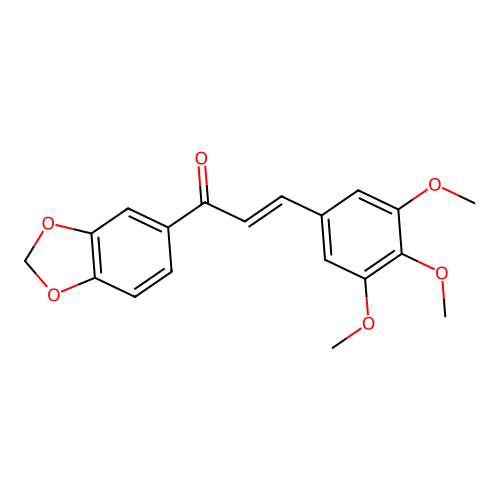 (E)-1-(1,3-benzodioxol-5-yl)-3-(3,4,5-trimethoxyphenyl)prop-2-en-1-one structure
