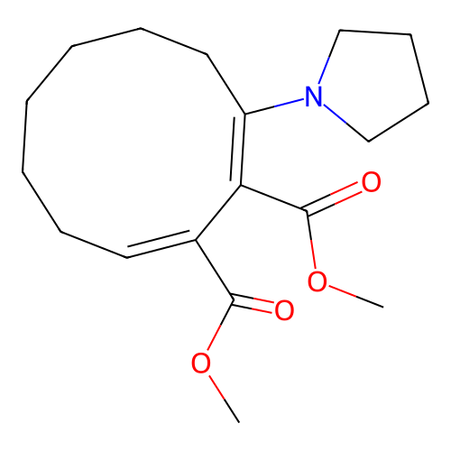 Dimethyl 3-pyrrolidin-1-ylcyclodeca-2,10-diene-1,2-dicarboxylate structure