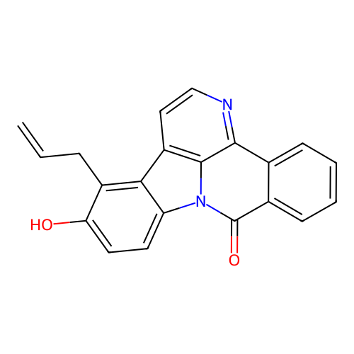 13-allyl-12-hydroxy-8H-benzo[c]indolo[3,2,1-ij][1,5]naphthyridin-8-one structure