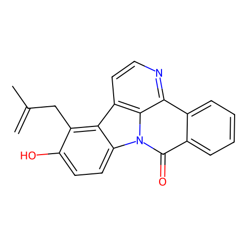 12-hydroxy-13-(2-methylallyl)-8H-benzo[c]indolo[3,2,1-ij][1,5]naphthyridin-8-one structure