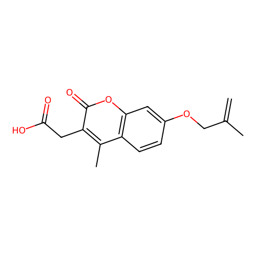 4-Methyl-7-[(2-methyl-2-propen-1-yl)oxy]-2-oxo-2H-1-benzopyran-3-acetic acid structure