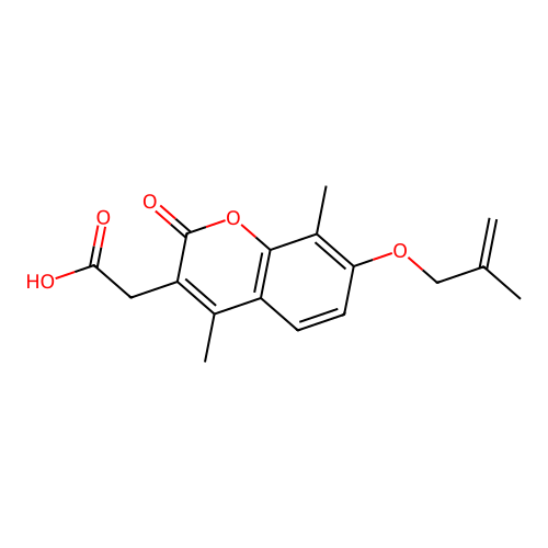 4,8-Dimethyl-7-[(2-methyl-2-propen-1-yl)oxy]-2-oxo-2H-1-benzopyran-3-acetic acid structure