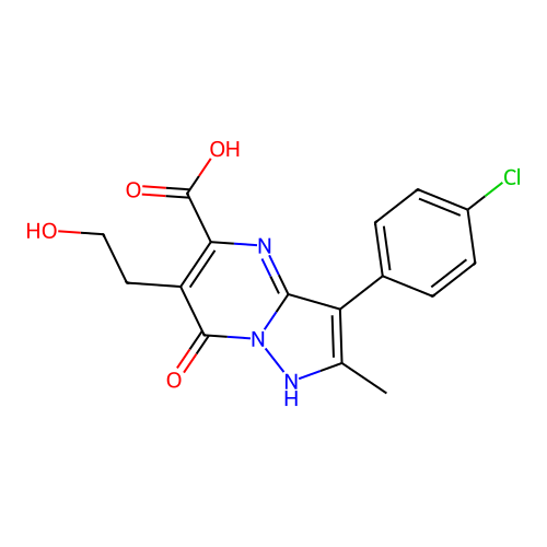 3-(4-chlorophenyl)-6-(2-hydroxyethyl)-2-methyl-7-oxo-4,7-dihydropyrazolo[1,5-a]pyrimidine-5-carboxylic acid structure