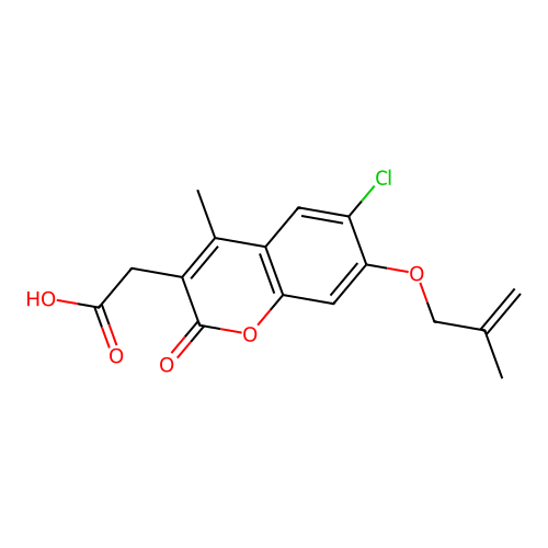 {6-chloro-4-methyl-7-[(2-methylprop-2-en-1-yl)oxy]-2-oxo-2H-chromen-3-yl}acetic acid structure
