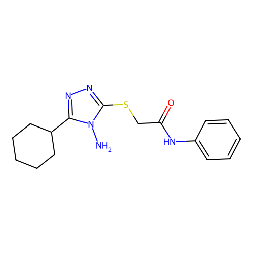 2-((4-amino-5-cyclohexyl-4H-1,2,4-triazol-3-yl)thio)-N-phenylacetamide structure