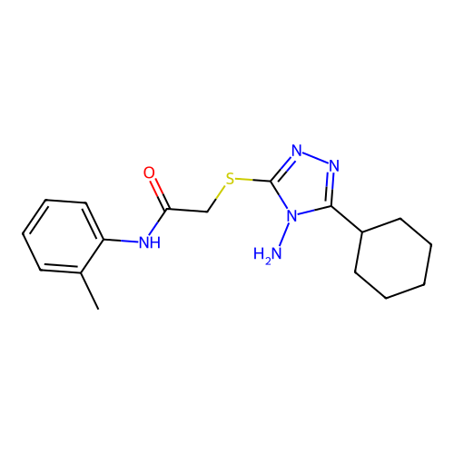 2-((4-amino-5-cyclohexyl-4H-1,2,4-triazol-3-yl)thio)-N-(o-tolyl)acetamide structure