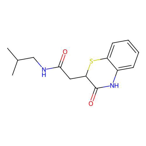 N-(2-methylpropyl)-2-(3-oxo-4H-1,4-benzothiazin-2-yl)acetamide structure