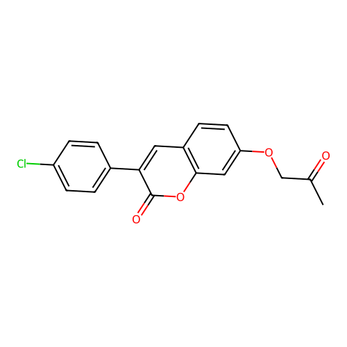 3-(4-chlorophenyl)-7-(2-oxopropoxy)-2H-chromen-2-one structure
