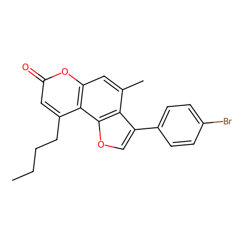3-(4-bromophenyl)-9-butyl-4-methyl-7H-furo[2,3-f]chromen-7-one structure