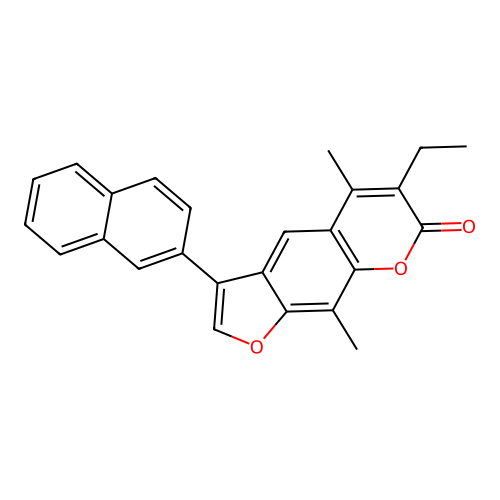 6-ethyl-5,9-dimethyl-3-(naphthalen-2-yl)-7H-furo[3,2-g]chromen-7-one structure