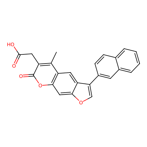 [5-methyl-3-(2-naphthyl)-7-oxo-7H-furo[3,2-g]chromen-6-yl]acetic acid structure