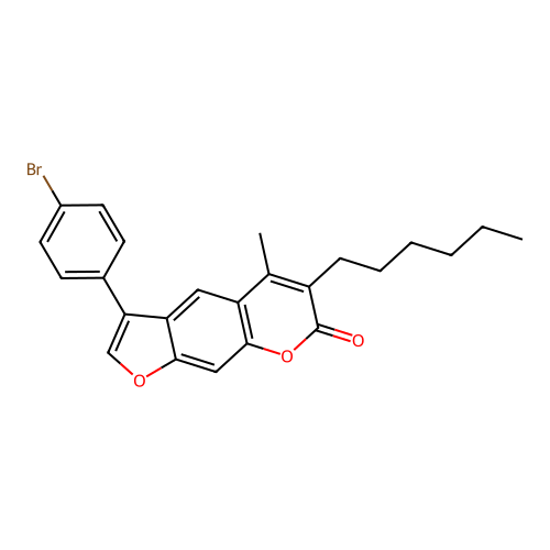 3-(4-bromophenyl)-6-hexyl-5-methyl-7H-furo[3,2-g]chromen-7-one structure