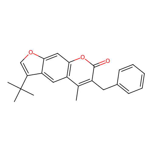6-benzyl-3-tert-butyl-5-methyl-7H-furo[3,2-g]chromen-7-one structure