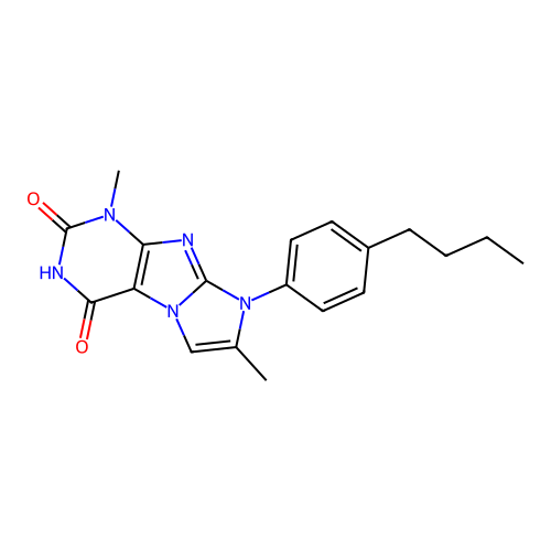 8-(4-butylphenyl)-1,7-dimethyl-1H-imidazo[2,1-f]purine-2,4(3H,8H)-dione structure