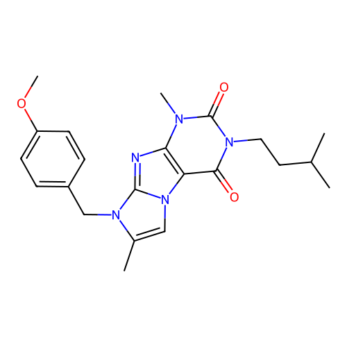 3-isopentyl-8-(4-methoxybenzyl)-1,7-dimethyl-1H-imidazo[2,1-f]purine-2,4(3H,8H)-dione structure
