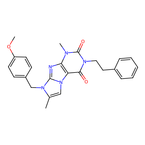 8-(4-methoxybenzyl)-1,7-dimethyl-3-phenethyl-1H-imidazo[2,1-f]purine-2,4(3H,8H)-dione structure