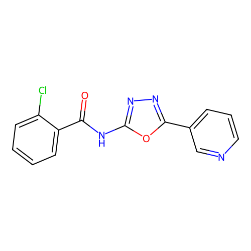 2-chloro-N-(5-pyridin-3-yl-1,3,4-oxadiazol-2-yl)benzamide structure