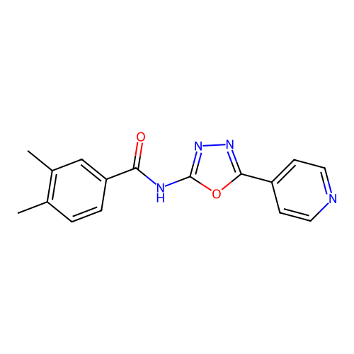 3,4-dimethyl-N-(5-(pyridin-4-yl)-1,3,4-oxadiazol-2-yl)benzamide structure