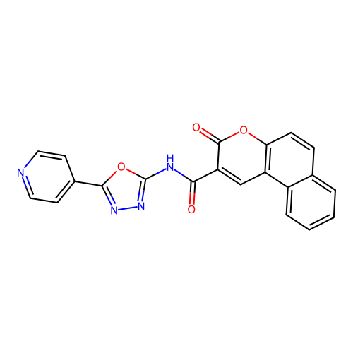3-oxo-N-(5-pyridin-4-yl-1,3,4-oxadiazol-2-yl)benzo[f]chromene-2-carboxamide structure