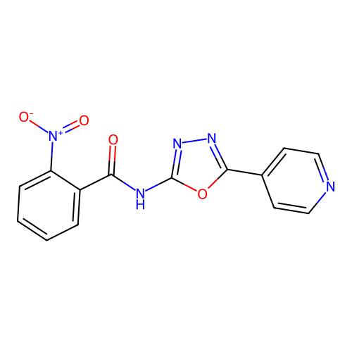 2-nitro-N-(5-(pyridin-4-yl)-1,3,4-oxadiazol-2-yl)benzamide structure