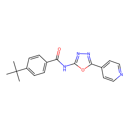 4-(tert-butyl)-N-(5-(pyridin-4-yl)-1,3,4-oxadiazol-2-yl)benzamide structure