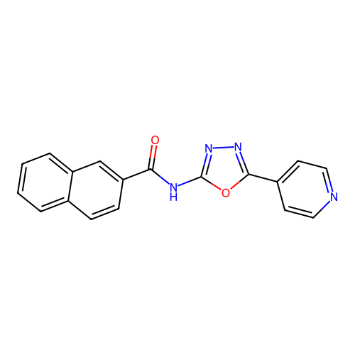 N-(5-pyridin-4-yl-1,3,4-oxadiazol-2-yl)naphthalene-2-carboxamide structure