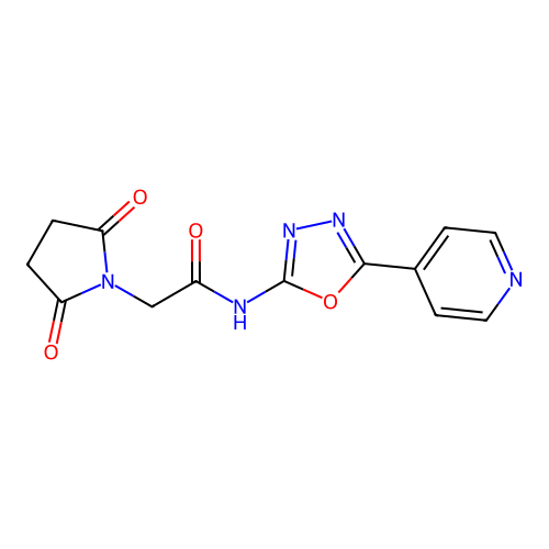 2-(2,5-dioxopyrrolidin-1-yl)-N-(5-pyridin-4-yl-1,3,4-oxadiazol-2-yl)acetamide structure