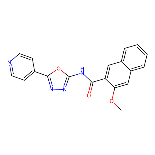 3-methoxy-N-(5-(pyridin-4-yl)-1,3,4-oxadiazol-2-yl)-2-naphthamide structure